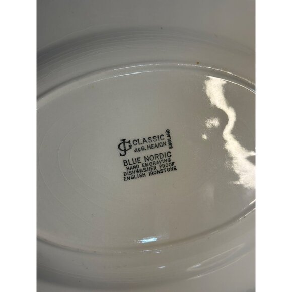 Vintage J&G Meakin "Blue Nordic" 12" Oval Serving Platter – Ironstone, England - Picture 8 of 9